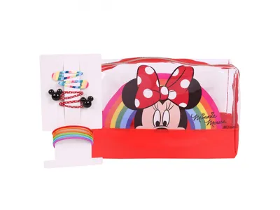 Obrázek produktu pro Toaletní taštička Minnie Mouse, průhledná + manžetové knoflíčky, gumičky Uniwersalny