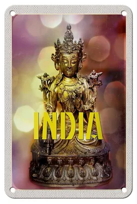 Produktbild von Blechschild Reise 12x18cm Indien Skulptur Buddhistische Göttin Schild