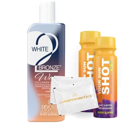 Produktbild von Devoted Creations - White 2 Bronze Wave + 2 Your Sun Shots + 2 erfrischende Tücher
