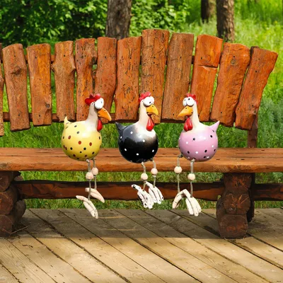 Produktbild von Harz und Keramische Hühner Gartendekoration - Set von 3 Lustigen Figuren