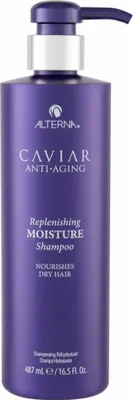 Produktbild von Alterna Haircare Caviar Replenishing Moisture Shampoo, 488 ml, Shampoo, Frauen, Lockiges Haar, trockenes Haar, Glattes Haar, Farbschutz, Feuchtigkeitsspendend, Ernährung, Schutz, Glanz, Glättend, Weichmachend, Verstärkung, Pumpenflasche