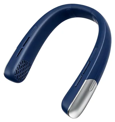 Produktbild von Zimilo Nackenventilator ohne Schaufeln, 360° Rundumkühlung, Turbinentechnik, 100 Windstufen, digitales Display, Sicherheitschip, ergonomisch, Blau