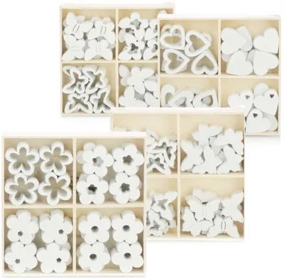 Produktbild von Holz-Streudekoration 128-teilig, Blumen, Herzen, Schmetterlinge, Mehrdesigns