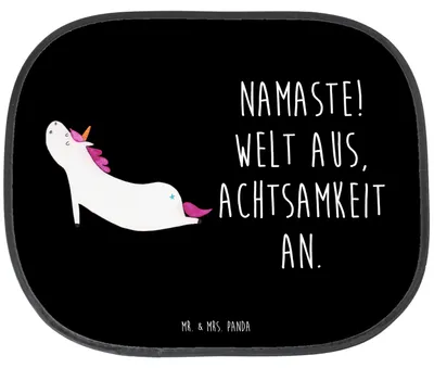 Produktbild von Mr. & Mrs. Panda Sonnenschutz für Auto Einhorn Yoga - Schwarz - Geschenk, Lustig, Unicorn, Sonnenblende, Fürs, Seitenfenster, Sport, Achtsamkeit, Autosonnenschutz