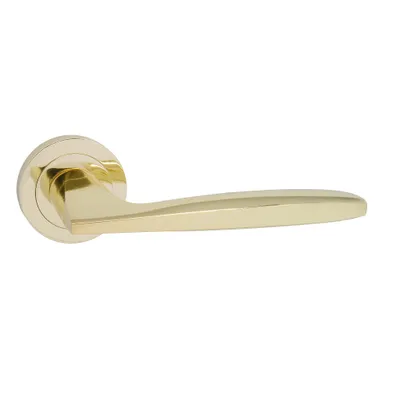 Produktbild von Domino Türgriff MIA-R M1 Drückergarnitur Türklinke für Zimmertür Kellertür & Innentür Türbeschläge aus Aluminium Messing Gold Türdrückergarnitur