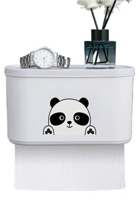 Image de Porte-rouleau de papier toilette mural avec étagère de rangement