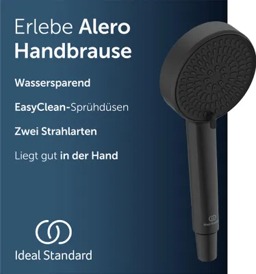 Produktbild von Ideal Standard Alero 2-Funktionshandbrause, wassersparender Duschkopf – Schwarz
