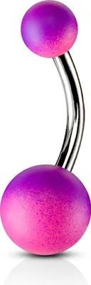 Produktbild von viva-adorno 1 Stück Bauchnabel Piercing Banane Chirurgenstahl Bananabell Kugeln bunt zweifarbig Regenbogen Z541, pink/lila