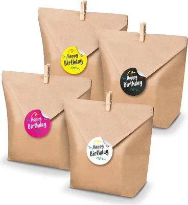 Produktbild von SET  Happy Birthday (Motiv 39) 24x Geschenktüten + Klammern+ Aufkleber
