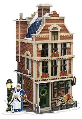 Produktbild von Kubisches lustiges 3D-Puzzle „Holländische Bäckerei“ mit LED-Beleuchtung – 65 Teile.