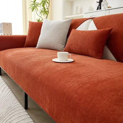 Produktbild von Weiches Chenille-Sofa-Cover, rutschfest, schmutzabweisend, 70x210cm, Karamel