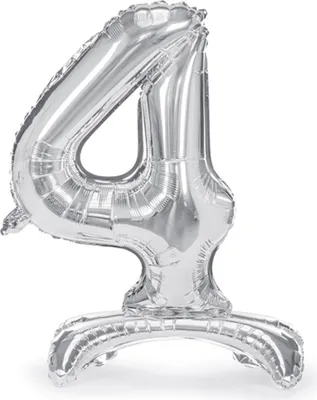 Produktbild von Stehender Folienballon Numeral 4 70cm silber 73163