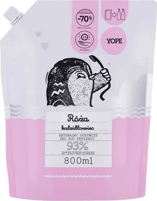 Zdjęcie produktu dla Yope, Żel pod prysznic, Róża i kadzidłowiec 93%, refill 800 ml