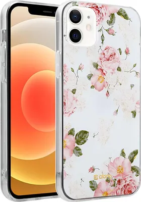 Produktbild von Crong, Hülle iPhone 12 Mini Flower Case Crong Motiv 02 stoßfest, Weiß / Rosa