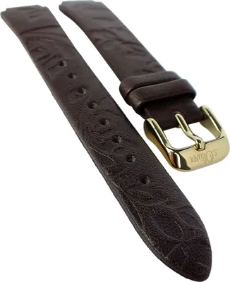 Produktbild von s.Oliver > Uhrenarmband 12mm Leder braun Blumenmotiv SO-1753-LQ