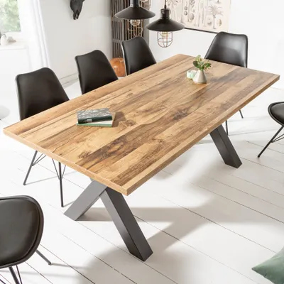 Produktbild von riess-ambiente Industrial Esstisch MONTREAL 160cm natur schwarz Eichenholz-Design X-Gestell Esszimmertisch Tisch Küchentisch