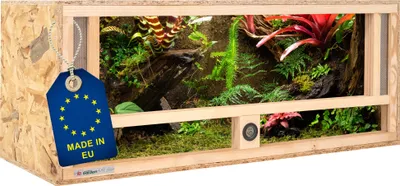 Produktbild von ITA Holz Terrarium 100х40х40 cm mit Frontbelüftung & Integriertem Hygrometer - Holzterrarium aus OSB-3 Platten - Terrarien für Reptilien, Schlangen, Amphibien - EU Produkt,