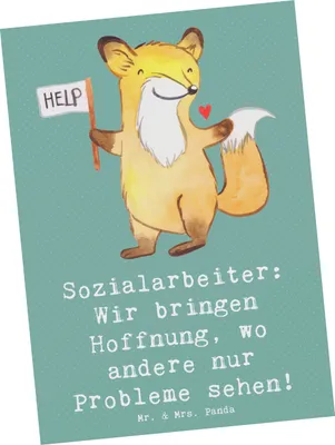 Produktbild von Mr. & Mrs. Panda Postkarte Sozialarbeiterin Hoffnungsträger - Meeresbrise - Geschenk, Mitgefühl, Berufsleben, Ansichtskarten, Probleme, Postkarten, einzelkarte, Grußkarte