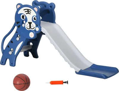 Image de Toboggan pour enfants, toboggan intšŠrieur pour enfants, avec panier de basket, thššme tigre, de 18 š€ 36 mois, bleu