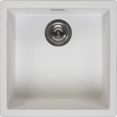 Image de Reginox Evier carré, granit Evier de cuisine Amsterdam, Pure White blanc 40x40 cm, R32305