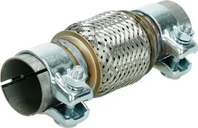 Produktbild von ECD Germany Universal Flexrohr mit 2 Schellen, 50x100 mm, aus Edelstahl, Interlock, Montage ohne Schweißen, Flexibles Rohr, Flexstück Wellrohr Hosenrohr Auspuff Abgasanlage