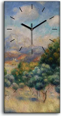 Produktbild von Dekor Leinwand Uhr Wandbilder 30x60 Malerei Wald Bäume Berg Landschaft - schwarze Hände