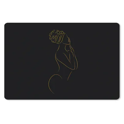 Produktbild von MuchoWow® Schreibtischunterlage Frau - Schwarz und Gold - Strichzeichnung 60x40 cm - XXL Mauspad - Großes Mauspad