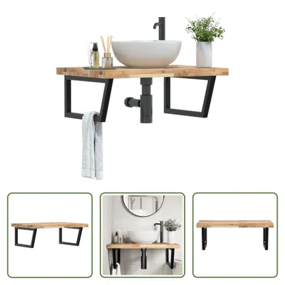 Produktbild von The Living Store Waschbeckenregal Wandmontage Stahl und Akazienholz