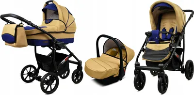 Obrázek produktu pro BabyLux® Largo | Kocárek 3v1 Set | Coffe Sailor Blue | Kombinovaný kocárek | Sada kocárku |