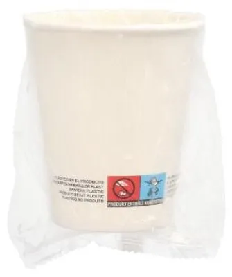 Produktbild von Trinkbecher, Pappe 0,2 l Ø 8 cm · 9,2 cm weiss einzeln gehüllt