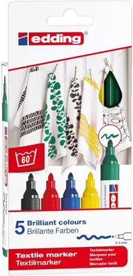Obrázek produktu pro Textilní fixy edding 4500 creative, 2–3 mm, 5 barev, balení po 6 kusech