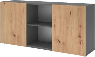 Produktbild von Hammerbacher Büroschrank Aktenschrank Sideboard Modell 1780 GR = Graphit/Asteiche