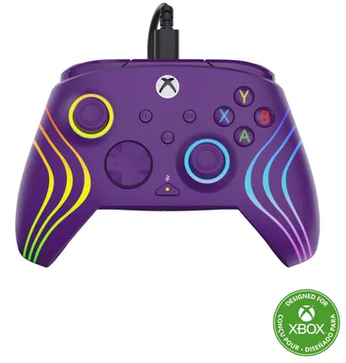 Produktbild von Turtle Beach Afterglow Wave Controller Lila Wired RGB Gaming Controller – Lizenziert für Xbox Series X oder S, Xbox One und Windows, Gamepad, PC, Xbox, Xbox One, Xbox Series S, Xbox Series X, D-Pad, Schaltfläche Optionen, Mehrfarbig, Kabelgebunden, USB