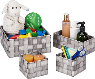 Produktbild von relaxdays Aufbewahrungskorb 4-tlg. Set geflochten
