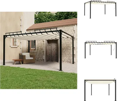 Produktbild von vidaXL Pavillon mit Lamellendach 3x4 m Creme Stoff und Aluminium -  Pavillons & Partyzelte