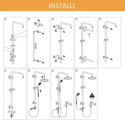 Produktbild von Unyqoos® Duschset Komplett – 200 mm Regendusche, verstellbare Handbrause (3 Strahlarten), Edelstahl-Duschstange, Chrom, Silikondüsen