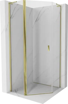Produktbild von Mexen Mist L fünfeckige Duschkabine schwenkbar 100 x 100 cm, transparent, gold - 8A8L-100-100-50-00