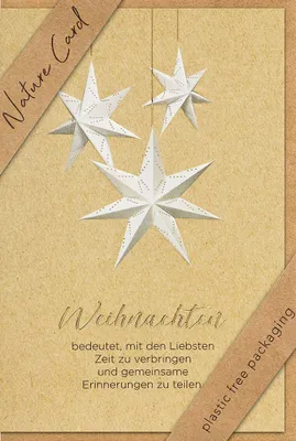 Produktbild von Weihnachten Nature Cards unverpackte Weihnachtskarten mit Briefumschlag Weihnachtsstern Mistelzweig Frohe Weihnachten