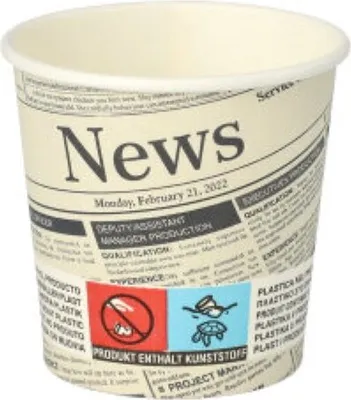 Produktbild von Starpak 50 Trinkbecher, Pappe "To Go" 0,1 l Ø 6 cm · 6 cm weiss "Newsprint" | Folie (50 Stück)