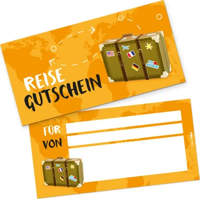 Produktbild von itenga Geschenkgutschein Reise Reisekoffer - Gutschein zum Ausfüllen Karte