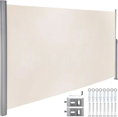Image de Brise-vent de terrasse à enrouleur, extensible, 180 x 300 cm, blanc crème, pour usage privé