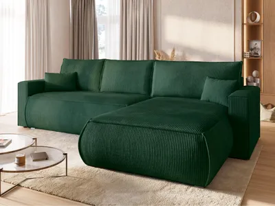 Produktbild von BroMARKT Ecksofa HAVANA Schlaffunktion Bettkasten L-Form 120x236 cm Grün