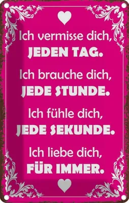 Produktbild von vianmo Blechschild 30x20 cm ich vermisse dich jeden Tag Dekoration Spruch Zitat