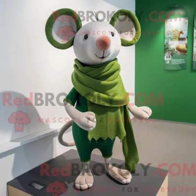 Produktbild von Maskottchenkostüm REDBROKOLY Grüne Maus mit Henley-T-Shirt und Schal-Clips