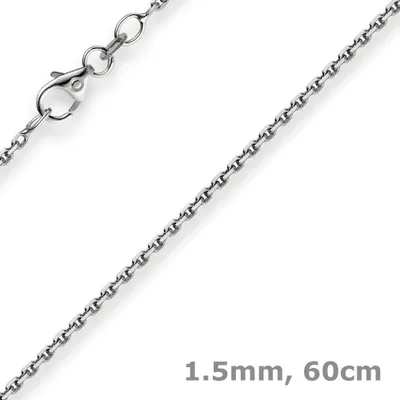 Produktbild von 1,5mm Kette Collier Ankerkette Halskette 585 Gold Weißgold 60cm Uni