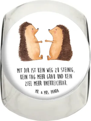 Produktbild von Mr. & Mrs. Panda gewürzglas Igel Liebe L 870ml - Weiß - Geschenk, Hochzeitstag, glasbehälter, Freundin, Vorratsdose, Vorratsglas, Hochzeit, Hocheitstag, Kaffeedose