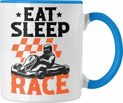Produktbild von Trendation - Go Kart Fahrer Tasse Geschenk Eat Sleep Race Gokart Racing Rennfahrer (Blau)
