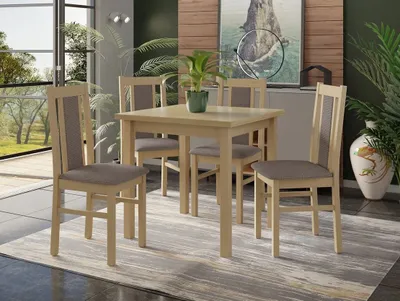 Immagine prodotto di Set da pranzo 4+1 HARDIN 2 - rovere sonoma / marrone 1