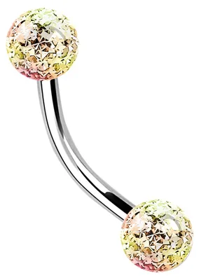 Produktbild von Titan Piercing Schmuck Banane 1,2 x 7 mm + Epoxy Kugeln in multiklar