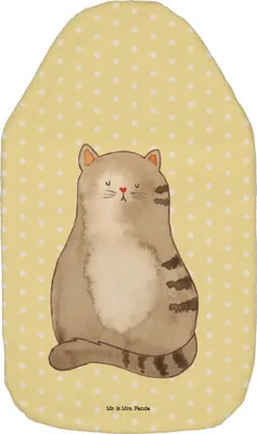 Produktbild von Mr. & Mrs. Panda wärmebeutel Katze Sitzen - Gelb Pastell - Geschenk, Bettflasche, Cats, Bettflaschen, Wärmflasche mit Bezug, Wärmekissen, Katzen, Cat, Liebe